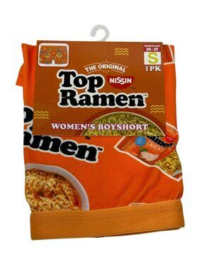 Top Ramen Womens Boyshort Underwear Size Small Orange Novelty Food Print Cute